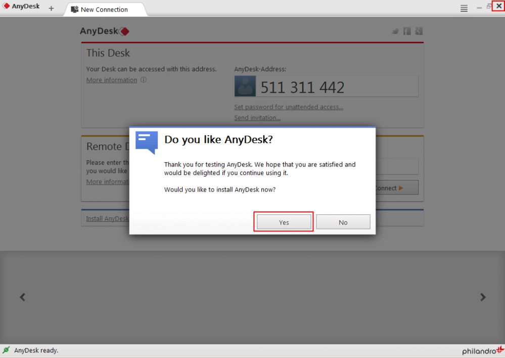 Anydesk install prompt