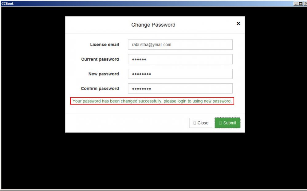 change password success