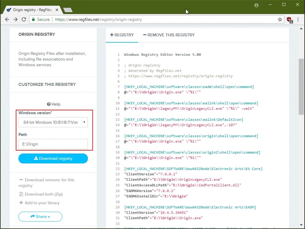 origin registry regfiles net