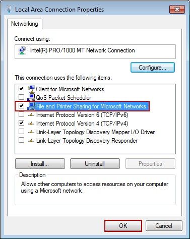 File and Printer Sharing for Microsoft Networks