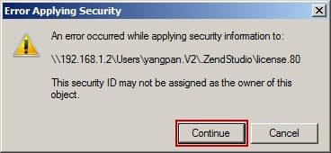 Error Applying Security