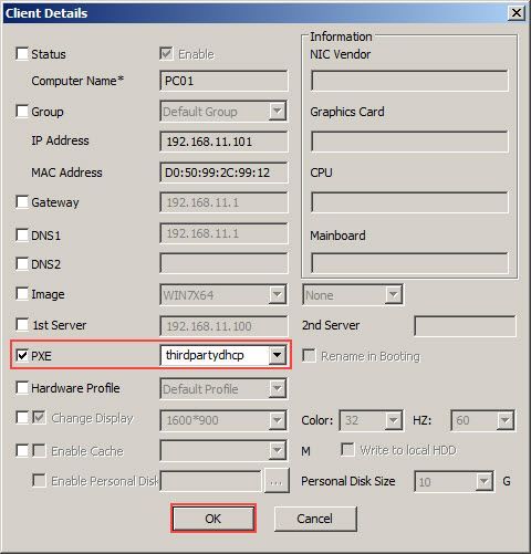 Select thirdpartydhcp