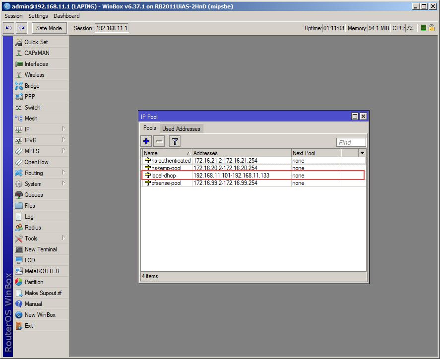 Add DHCP IP range on IP Pool