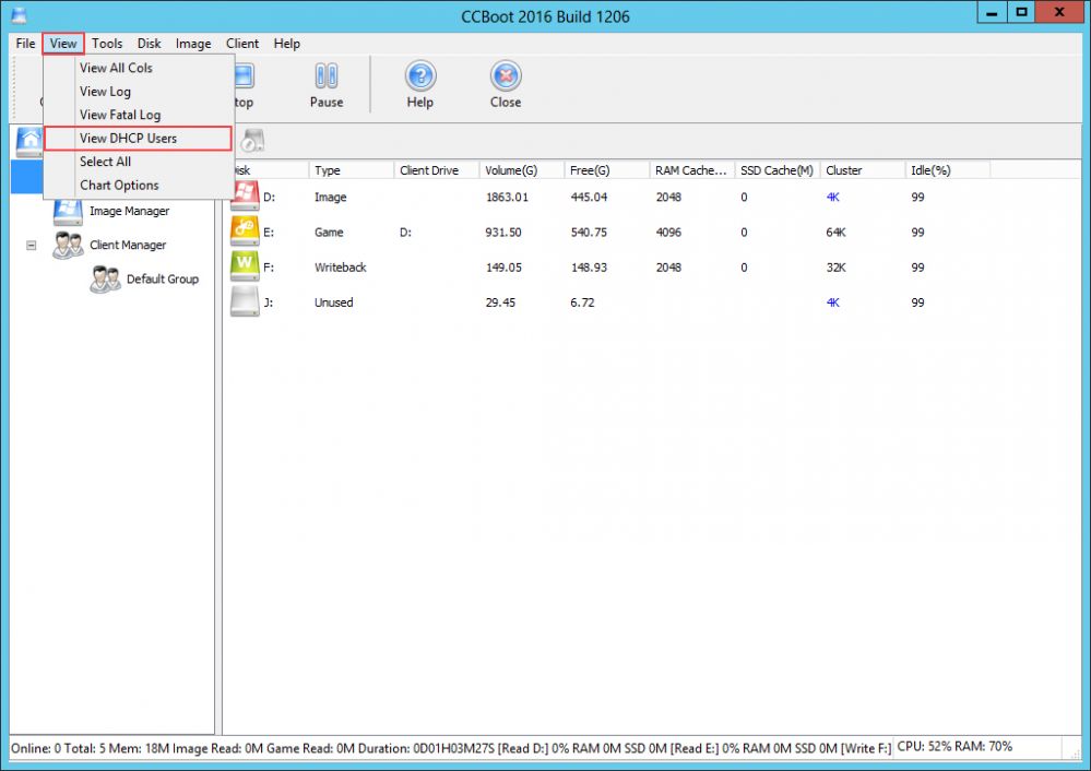 Open DHCP user list