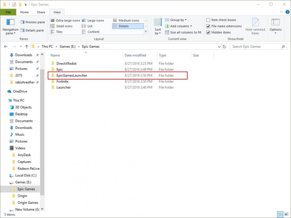 Epic games launcher folder