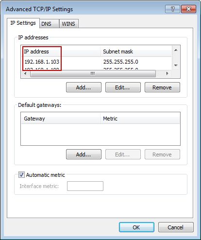 Advanced TCP/IP Settings