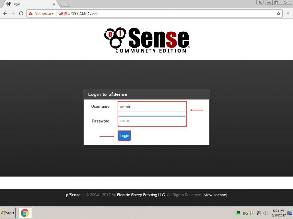 pfSense credentials