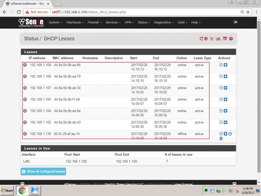 pfSense DHCP Leases