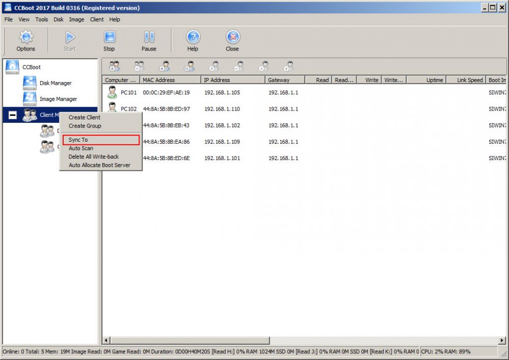 sync to client settings