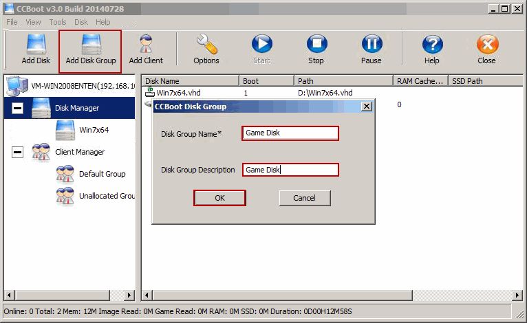 Add Disk Group