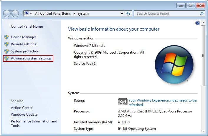 Advanced System Settings