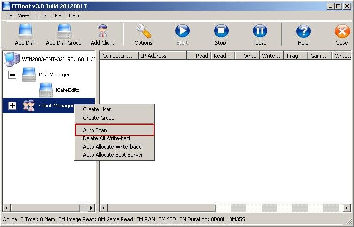 CCBoot Main Interface