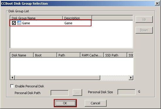 CCBoot Disk Group Selection