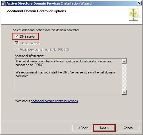 Additional Domain Controller Options