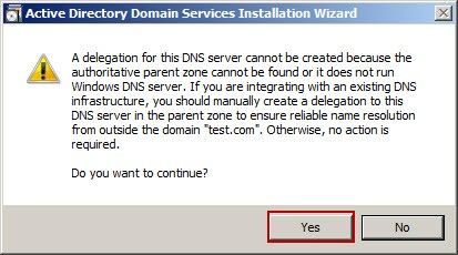 Active Directory Domain Services Installation Wizard