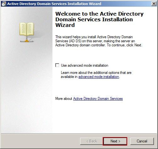 Active Directory Domain Services Installation Wizard