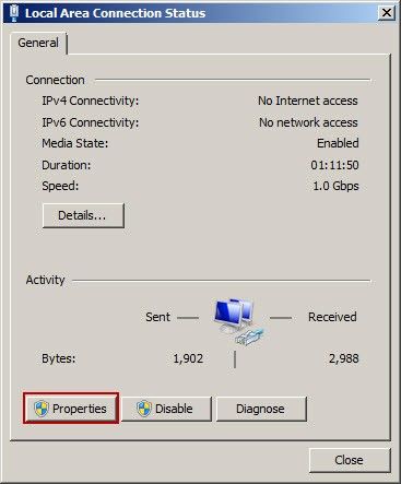 Local Area Connection Status