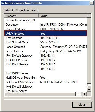 Network Connection Details