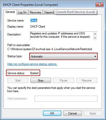 DHCP Client Properties