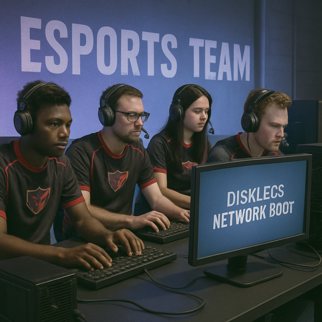 Esports team using diskless network boot technology