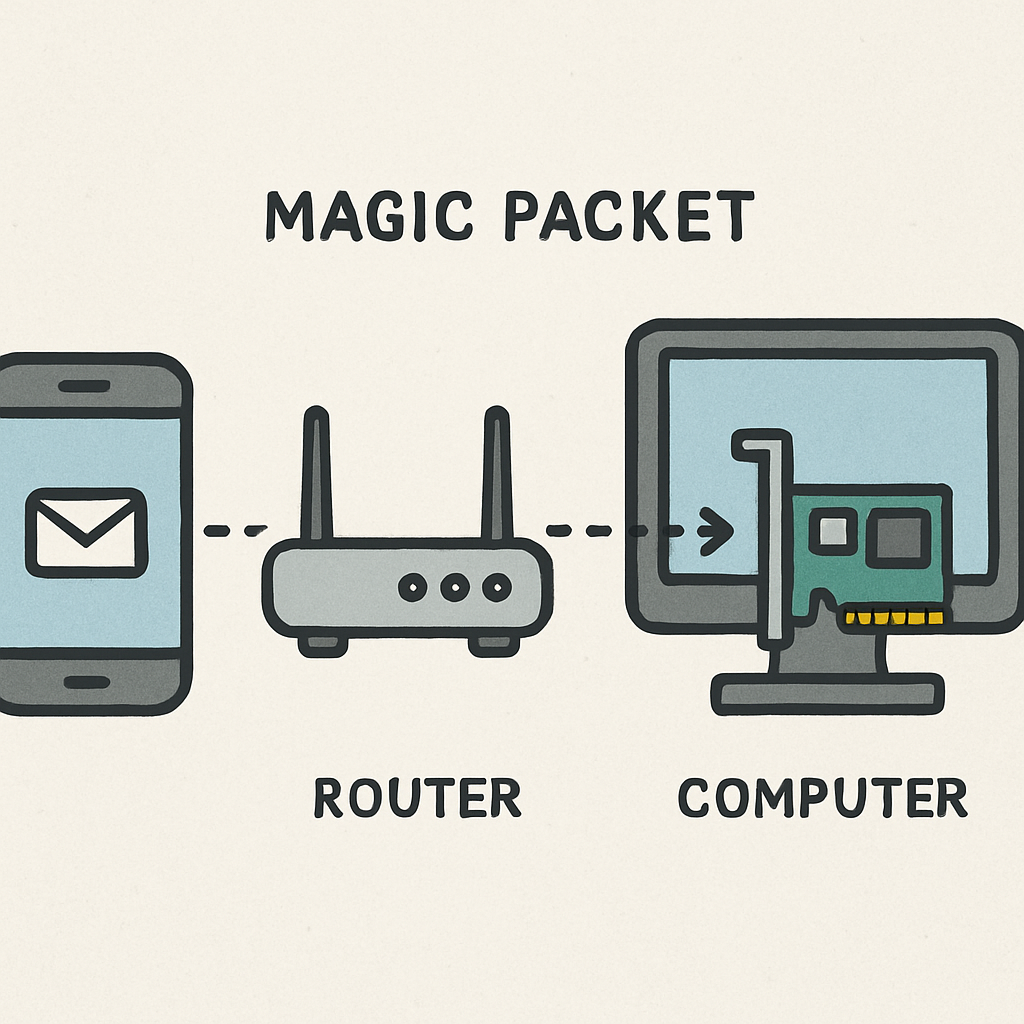 A simplified diagram of centrally managed boot across many client PCs on a local network