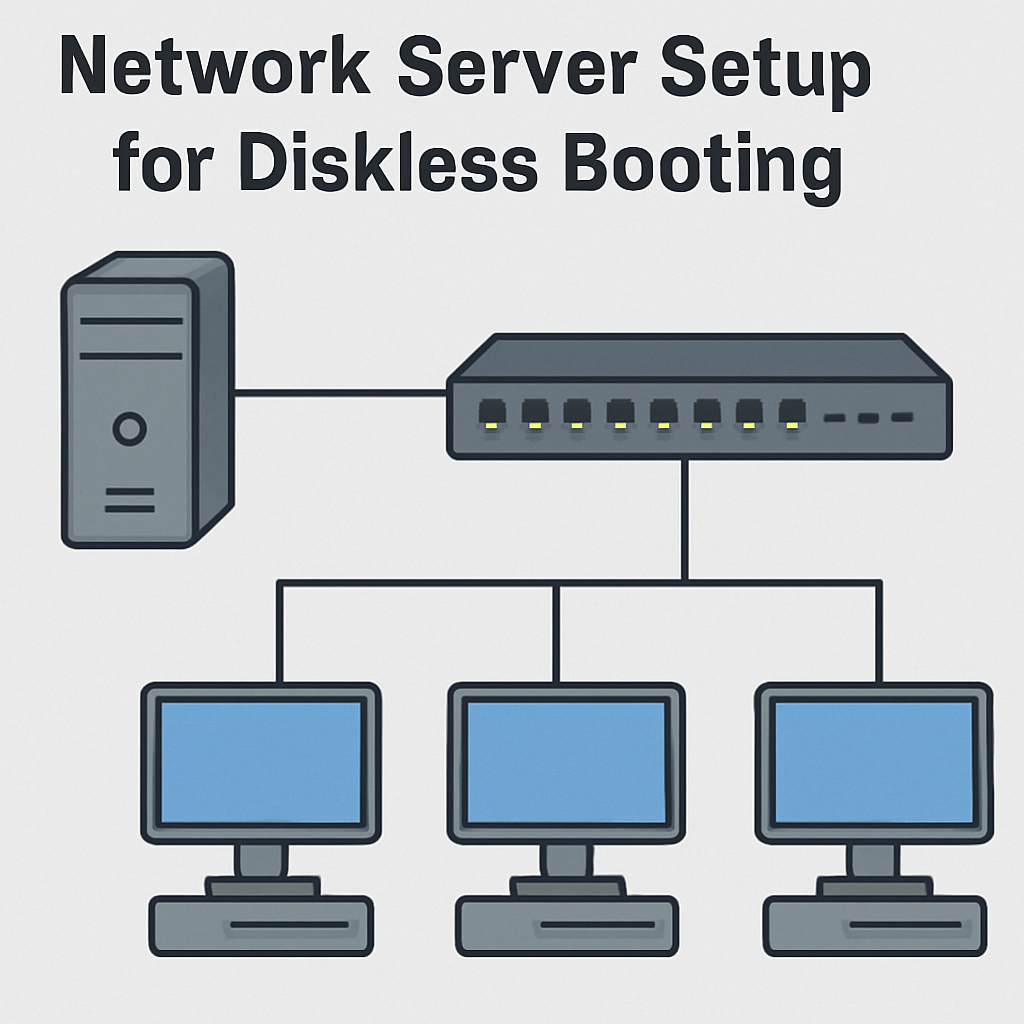 Network server setup for diskless booting