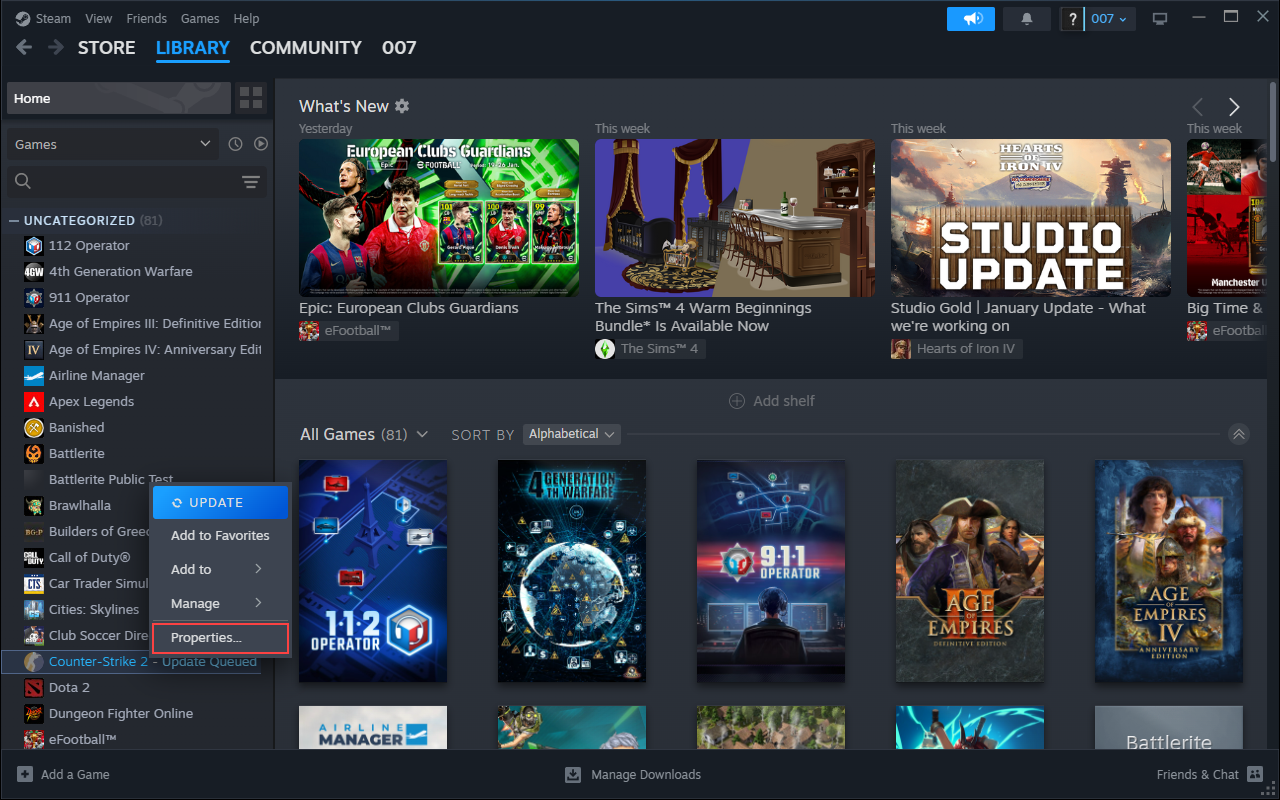 Verify game cache files (Steam)
