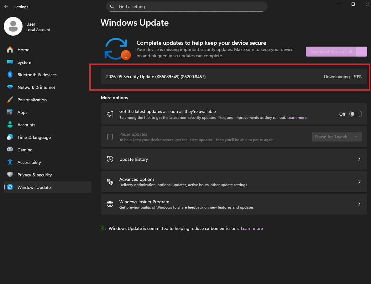 1 - Update windows directly