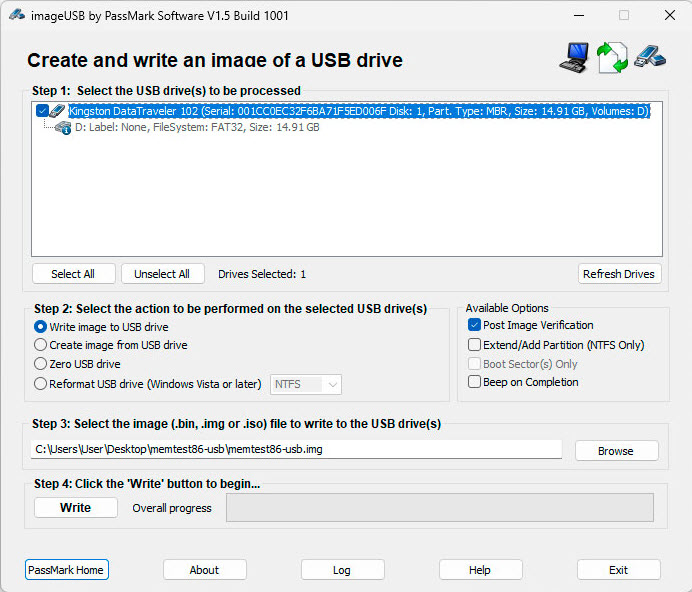 Select windows version and USB