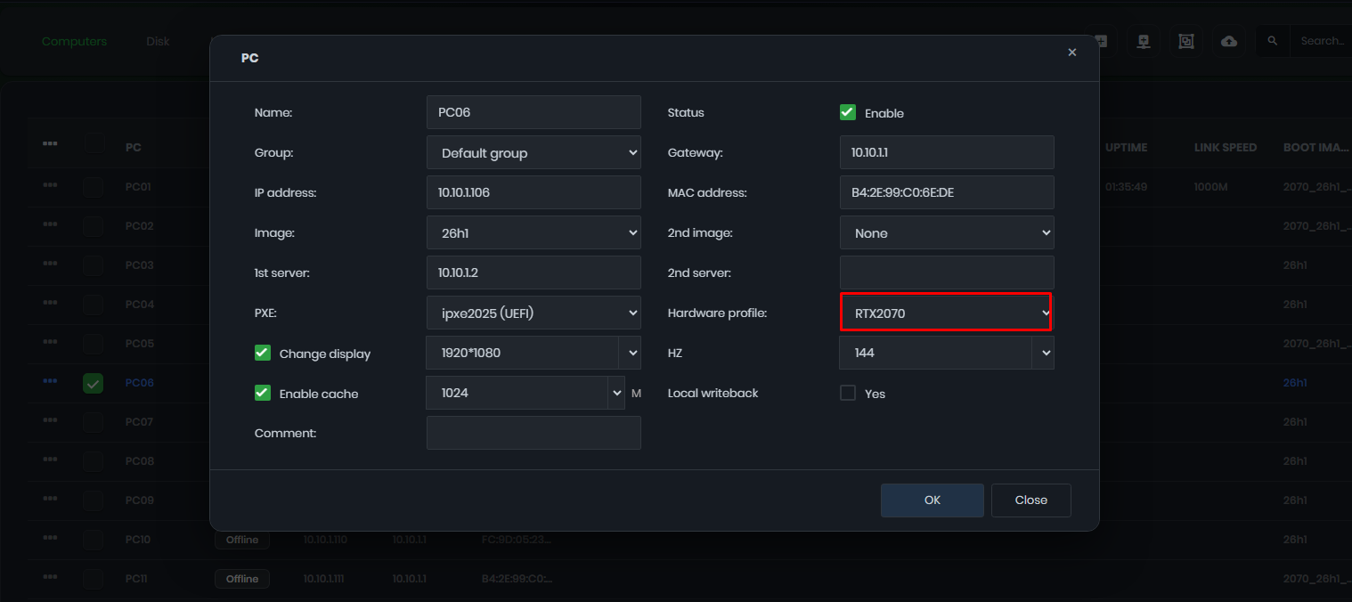 Hardware profile