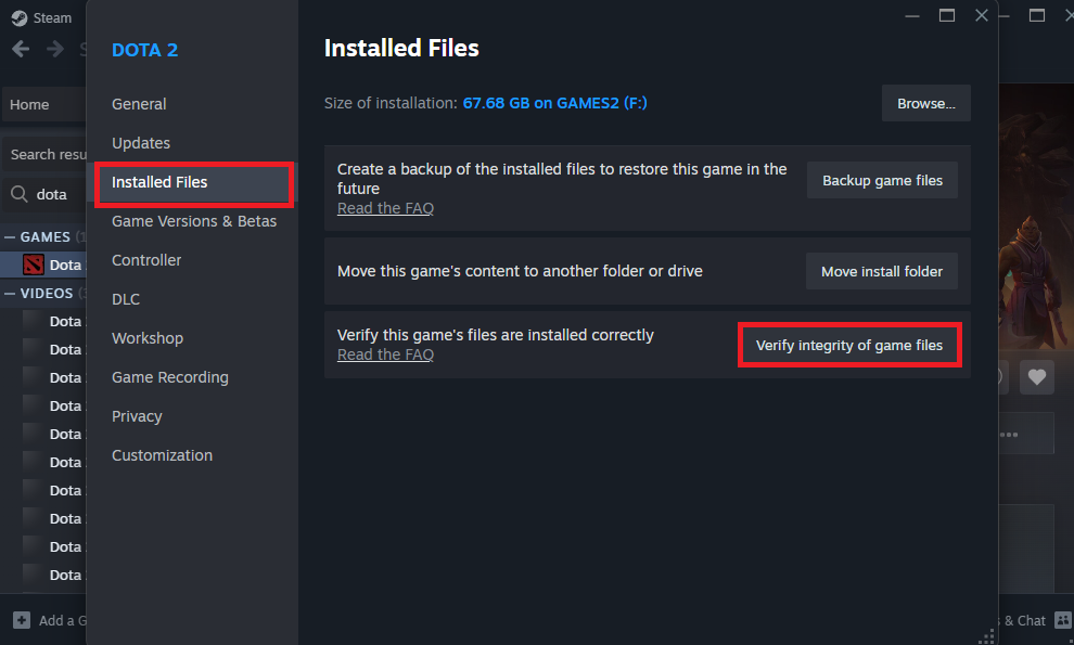 Dota2 missing game executable issue