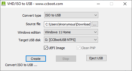 Create image from ISO
