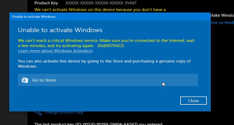 Windows 10 activation issues