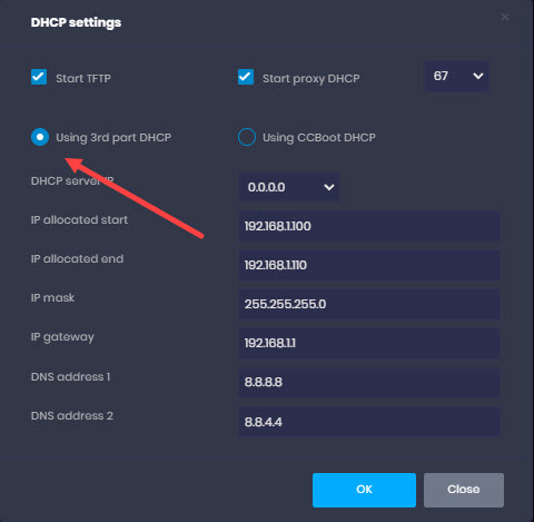 Third party DHCP