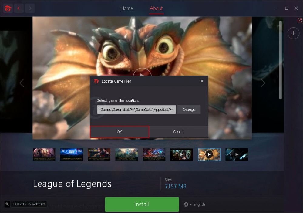 Fix garena client showing install in client PC