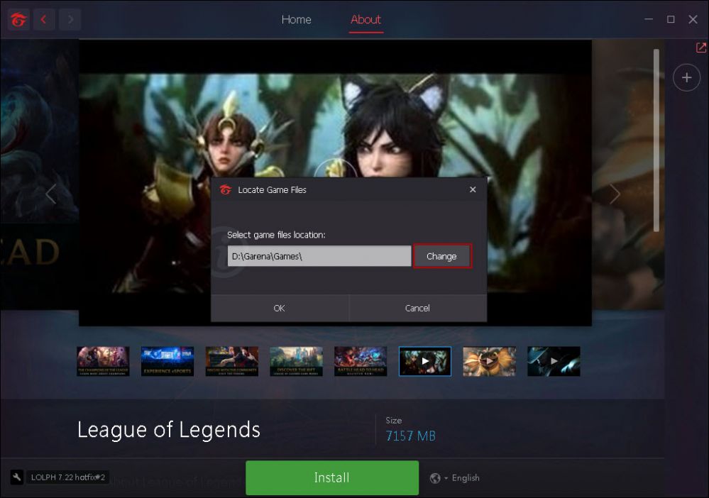 Fix garena client showing install in client PC
