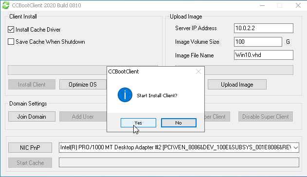 Create Client Image with Dual NICs