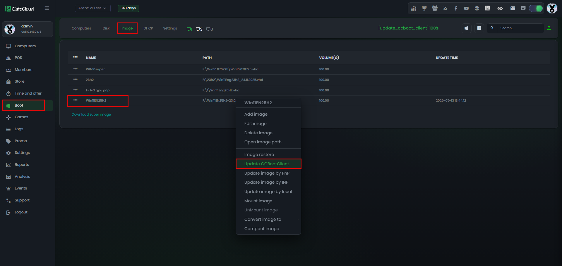 Update CCBoot client