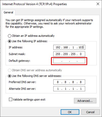 Change gateway for clients for different internet