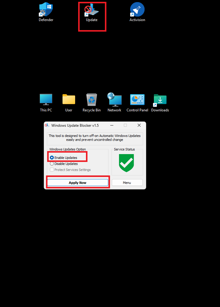 1 - Update windows directly