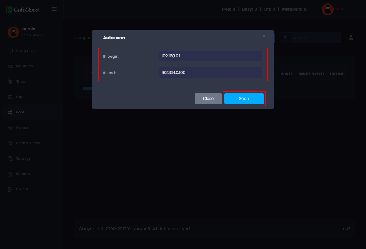 Auto scan client computers